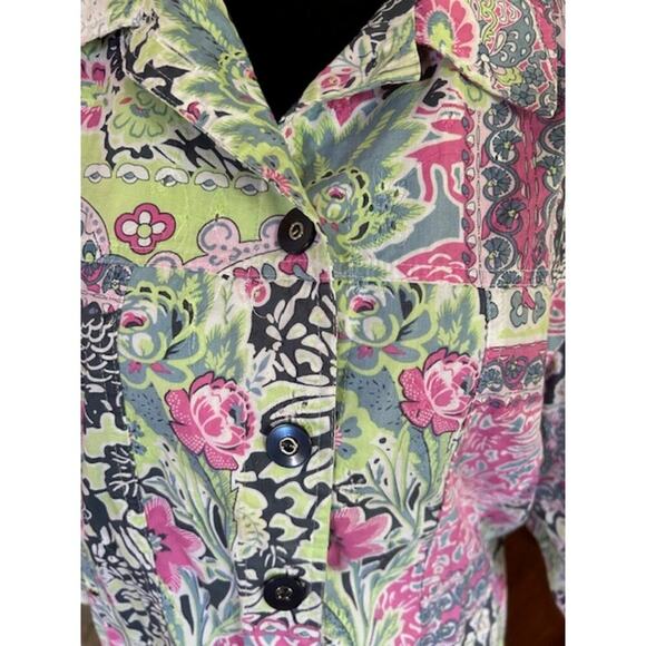 Allison Daley Petite Button-Up Blouse – Floral Patchwork – Size 14P - Picture 3 of 6
